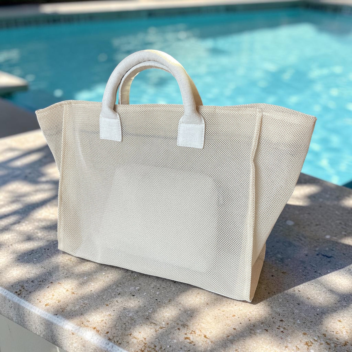 Mesh Beach Bag- Beige