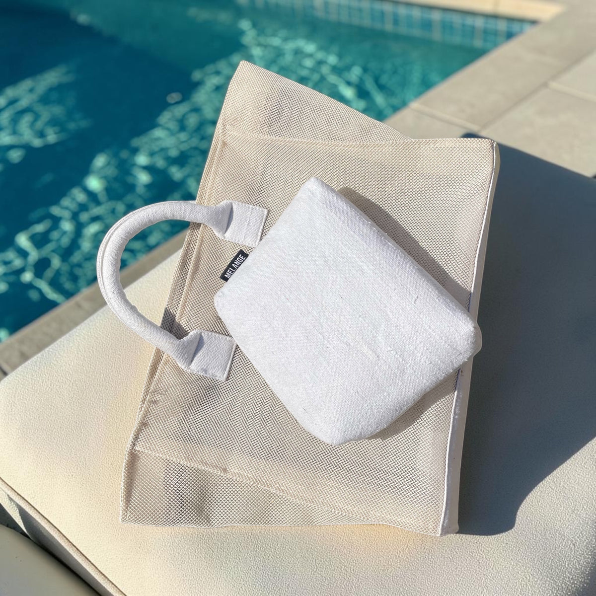 Mesh Beach Bag- Beige