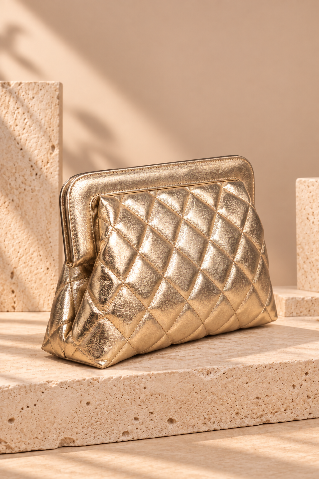 Gold Puffer Clutch