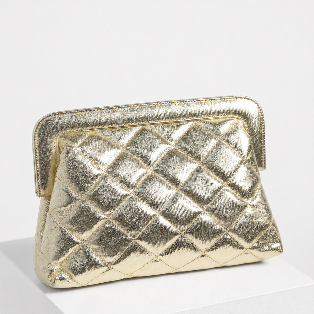 Gold Puffer Clutch