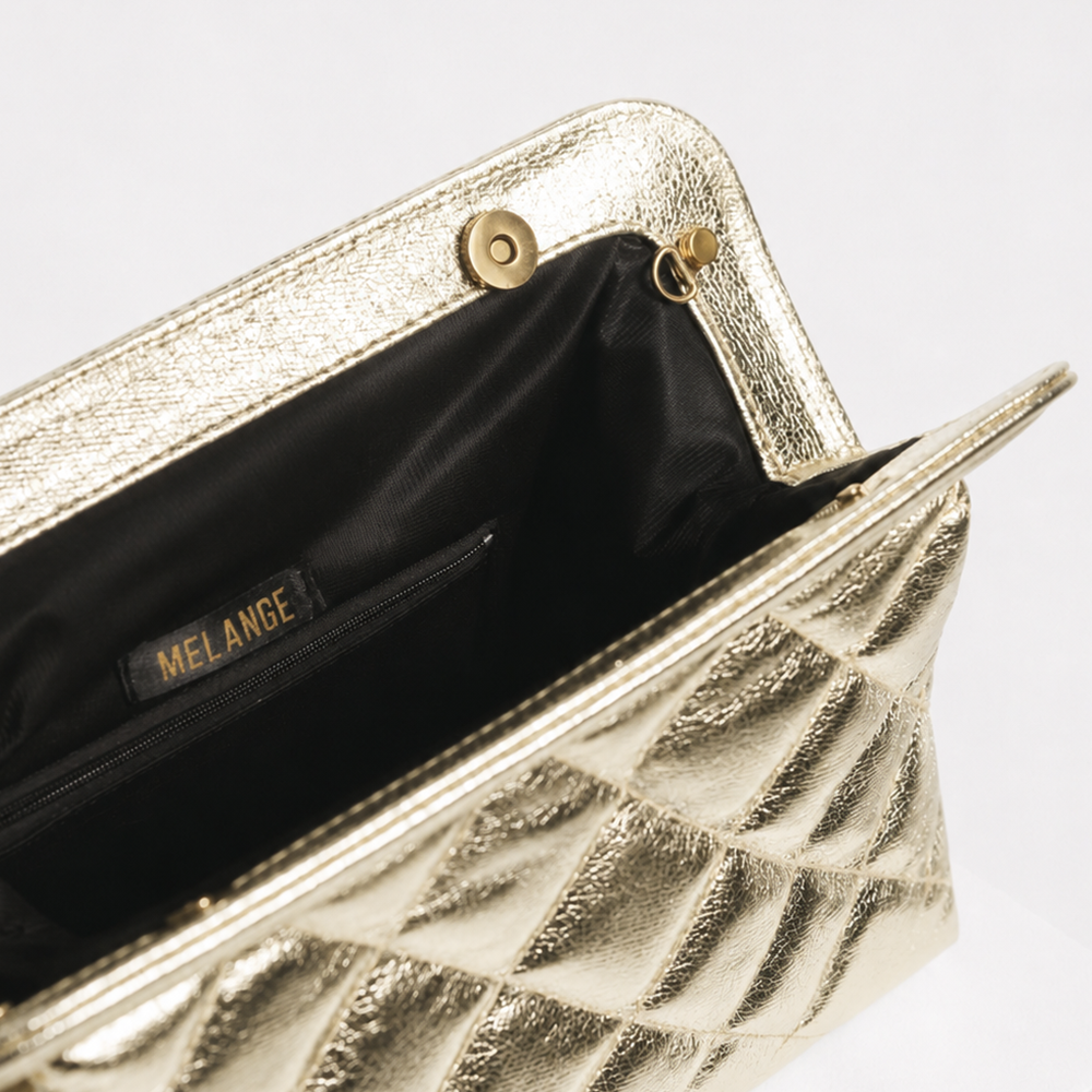Gold Puffer Clutch